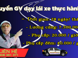 Tuyển dụng giáo viên dạy lái xe thực hành – Trung Tâm Thầy Nam